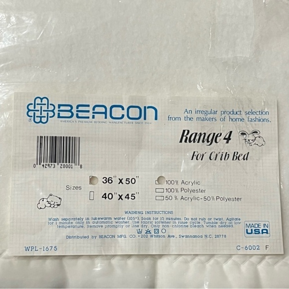 Vintage Beacon Baby Classic Virgin Acrylic Blanket 36 X 50”White Nylon Trim NWT‎ - Picture 6 of 6